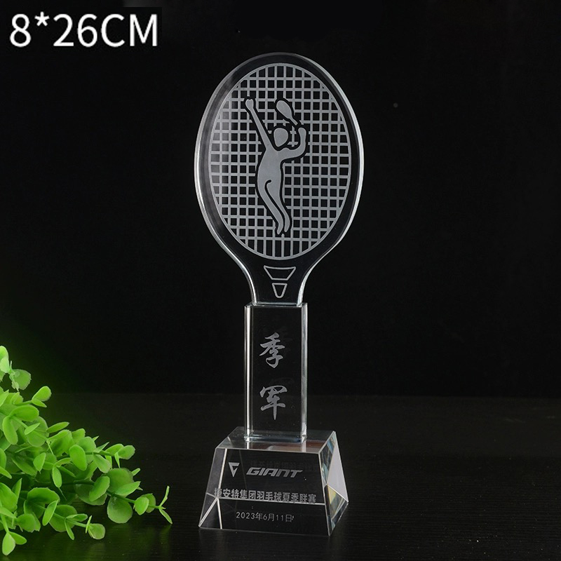 Badminton Logo - Trofeo di cristallo personalizzato Badminton Tennis